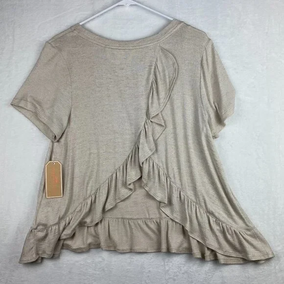 Copper Key Blouse Womens Extra Large Short Sleeve Lightweight Open Back Casual - Picture 3 of 8